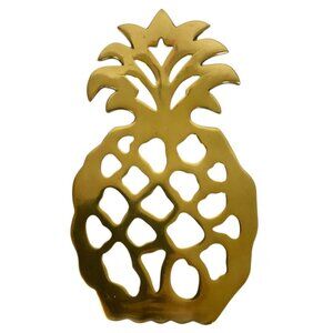 Vintage Brass Pineapple Trivet Gold Decorative Kitchen Hot Dish Hospitality